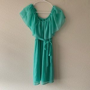 Teal, Polka Dot Off The Shoulder Xhilaration Dress